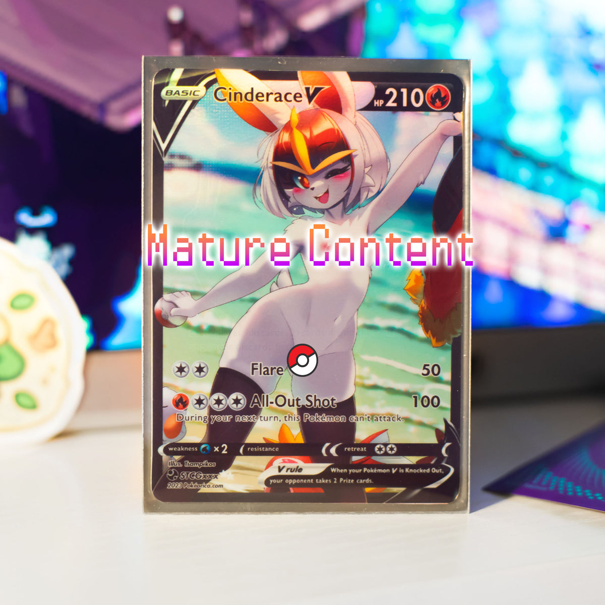 Custom Holographic Full Art Cinderace V Card