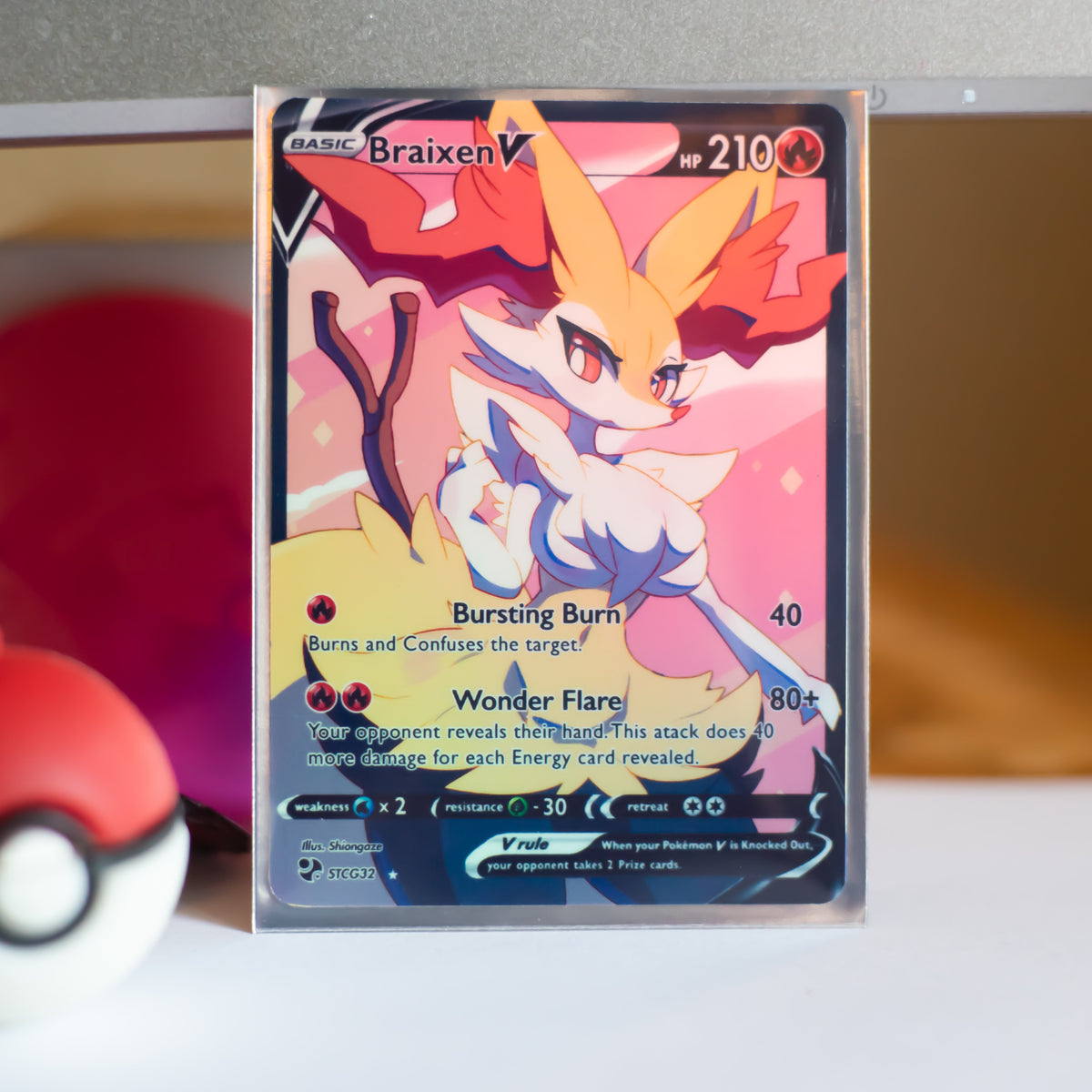 Custom Holographic Full Art Braixen V Card