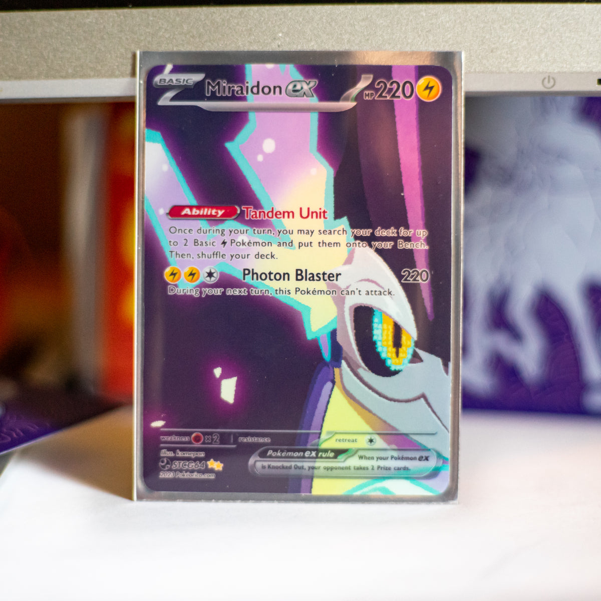 Custom Holographic Full Art Miraidon EX Card Borderless